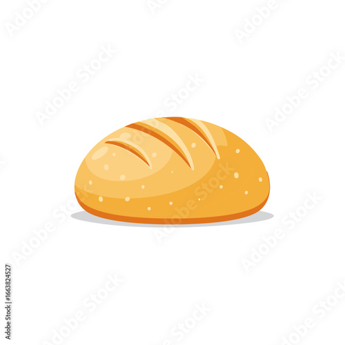 Cartoon Loaf of Bread with Scoring Marks Ideal for Breakfast or Sandwiches
