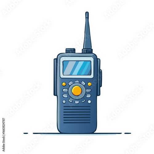 Illustration of Portable Radio Transmitter Handheld Transceiver Communication Tool