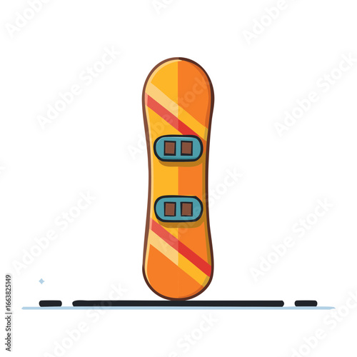 Vibrant Yellow Striped Snowboard Isolated Design Concept Graphics Equipment