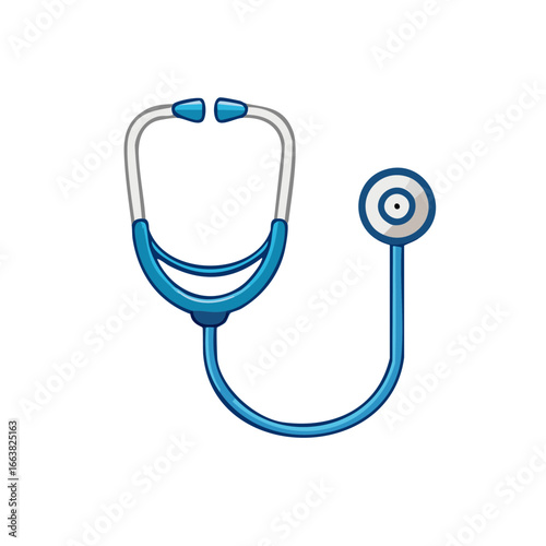 Cartoon blue stethoscope illustration doctor medical equipment healthcare instrument