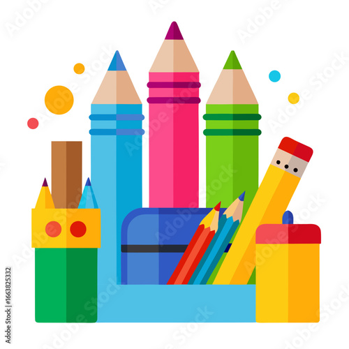 set of colored pencils
