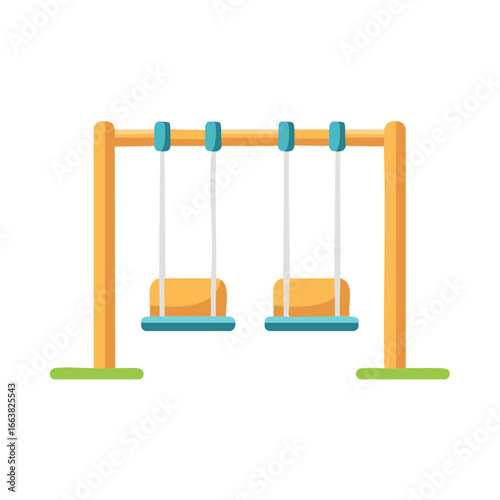 Playground Swings Cartoon Colorful Design Illustration Kid-Friendly Childrens Play Area Equipment