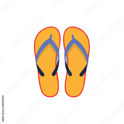 Pair of colorful flip flops sandals for the beach, summer footwear isolated on white, casual footwear, sun and vacation