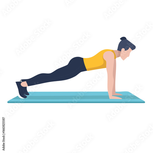 Woman Doing Plank Exercise on Mat for Fitness and Strength Training at Home