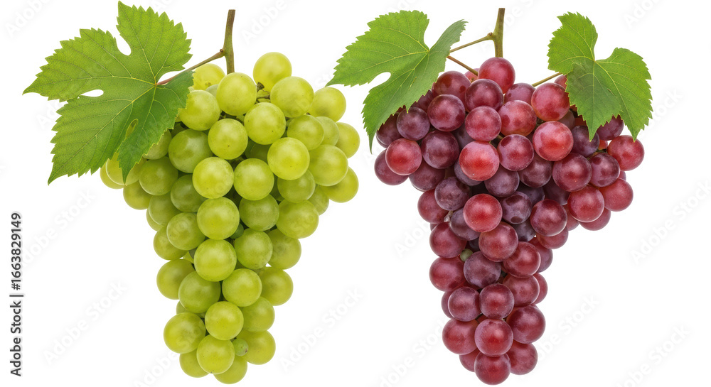 Obraz premium Isolated Green and Red Grapes