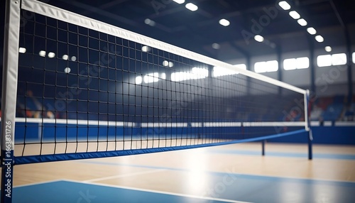 Indoor volleyball net in a sports arena