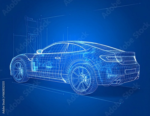 Electric car wireframe