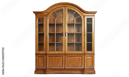 Elegant wooden display cabinet for kitchen and dining modern home decor warm atmosphere classic design front view storage solutions