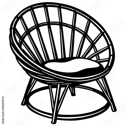 Simple Papasan Chair Outline on White