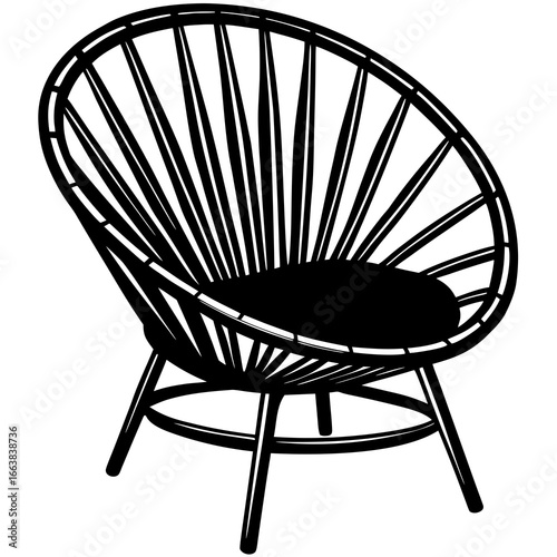 Simple Papasan Chair Outline on White