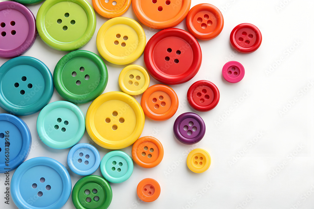 Fototapeta premium Colorful plastic buttons on plain background