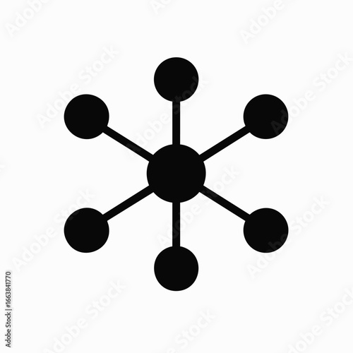 Abstract illustration of an atom symbol. This simple graphic represents biotechnology, science, and molecular structure. It's a clean and modern design for various uses