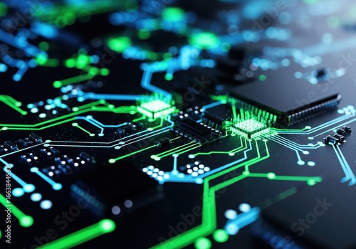 Wallpaper Mural Digital innovation and the future of computing on a glowing integrated circuit board Torontodigital.ca