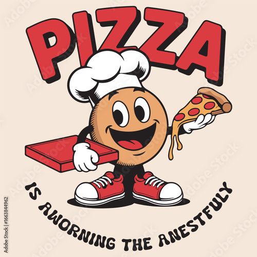 Creative Pizza T-Shirt Design with Delicious Slice, Fun Typography and Cartoon Graphic for Food Lovers and Casual Streetwear