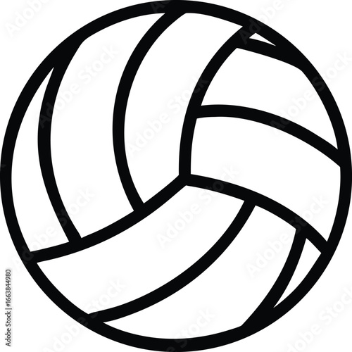 Volleyball Ball Line Art Icon Minimalist Sports Symbol for Apps, Websites, UI UX, Teamwork, Beach or Indoor Volleyball