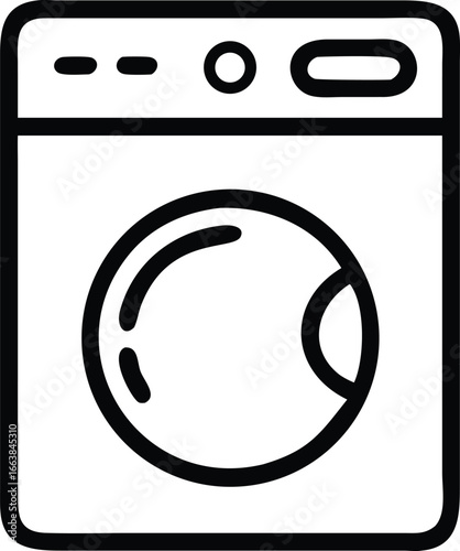 Washing Machine Line Icon Outline Vector Symbol for Laundry, Home Appliance, Cleaning, Household Chores, Editable Stroke