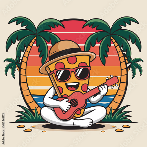 Trendy Pizza T-Shirt Design with Fun Cheesy Slice, Cartoon Typography and Food Graphic Illustration for Casual Fashion and Streetwear