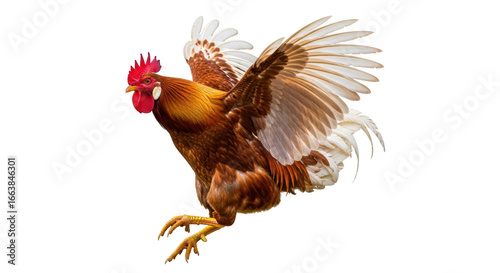 Obraz na płótnie Isolated Rooster Crowing in Flight