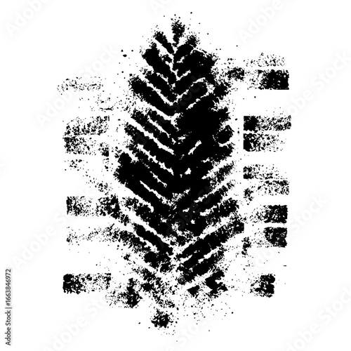 Grunge tire track vector design element for off road adventure and automotive print design and decoration needs