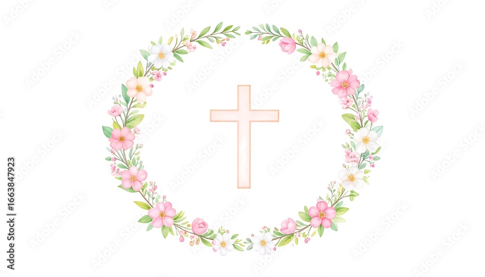 Obraz premium Floral cross design, pastel colors