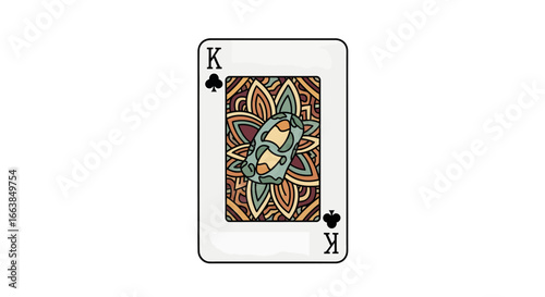 Digital Artwork, King of Spades Card, Illustrative Design, Graphic Art, Minimalist Style, Top View, Playing Cards Concept