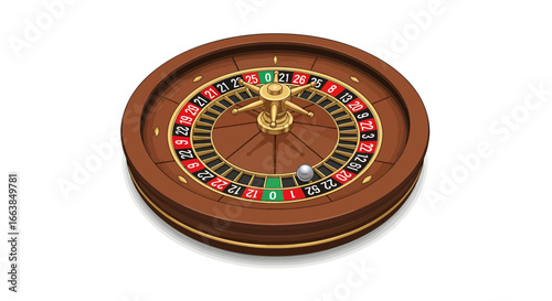 Roulette Game, Las Vegas, Digital Illustration, Vibrant Environment, Bird's Eye View, Gambling Excitement