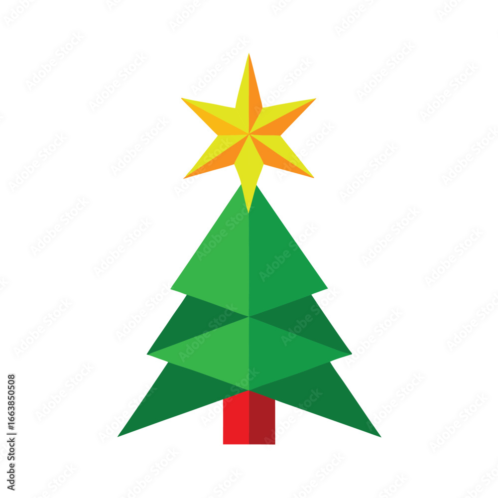 Fototapeta premium christmas star glowing on top of a pine tree