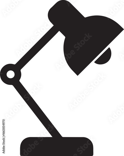 vector illustration of a silhouette of a lamp Simple black outline illustration of a desk lamp providing light for study or work table lamp