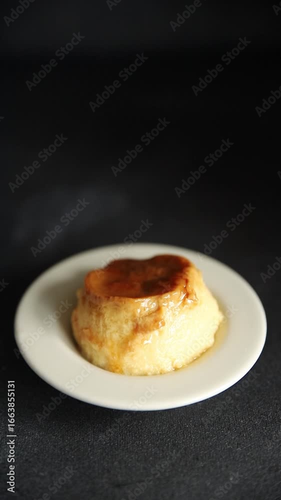 Dessert flan cream caramel pudding sweet dessert fresh delicious gourmet food background on the table rustic food top view copy space Dessert flan cream caramel pudding sweet dessert fresh delicious gourmet food background on the table rustic food top view copy space
