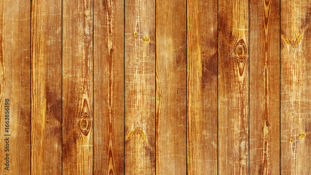 Naklejka premium Brown mordant wooden vertical planks texture board background.