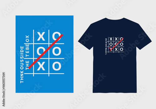 Engaging Abstract Geometric Tic Tac Toe Grid Pattern With Winning Diagonal Red Line Strategy Design For Apparel