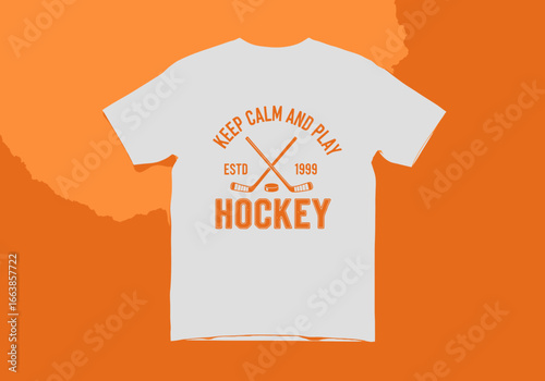 Keep Calm and Play Hockey Vintage Athletic Sport T Shirt Design