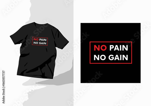 Motivating No Pain No Gain Typography Design for Fitness Enthusiasts and Athletes