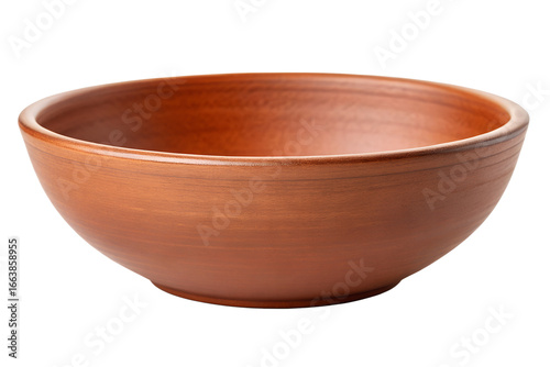 A handmade, rustic clay bowl, showcasing traditional pottery craftsmanship, perfect for serving or as a decorative piece
