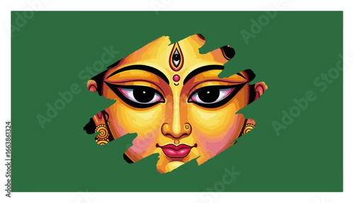 Artistic face of Hindu Goddess Durga for the Durga Puja festival vector illustration