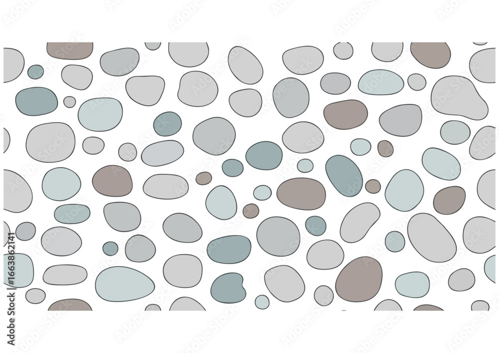 Fototapeta premium Black silhouette of stones or pebbles on a white background