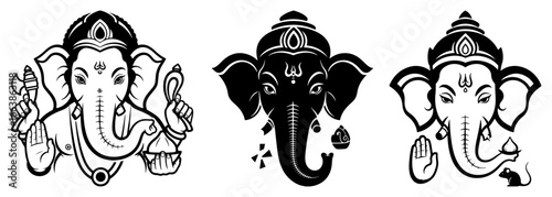 Collection of Hindu god Ganesha vector icons
