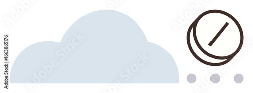 Soft blue cloud with lock element and three dots symbolizing safety, data protection, and technology. Ideal for technology, security, storage, innovation, connection, access simple flat metaphor