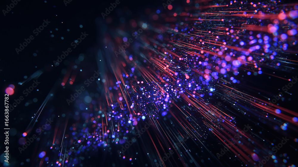 Obraz premium Colorful light streams create a dynamic visual experience in a digital universe