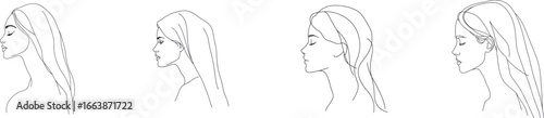 A line drawing set against a white isolated background features a young woman with a towel on her head, positioned with her back facing the viewer