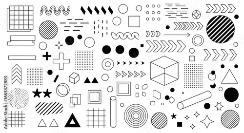 Big set of abstract geometric shapes and design elements.