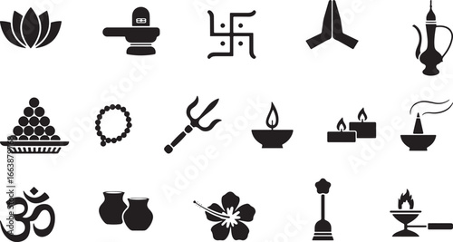 Sacred Symbols: A collection of sacred and symbolic illustrations representing various spiritual concepts and religious motifs, perfect for designs that evoke peace and cultural reverence. 