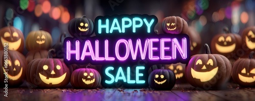 Cute pumpkins welcome Halloween sale Generative AI