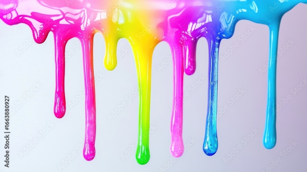 Naklejka premium Colorful dripping paint creates a vibrant and eye-catching abstract design perfect for backgrounds