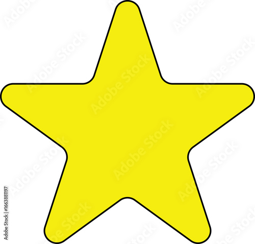 Bright yellow five pointed star isolated on white background