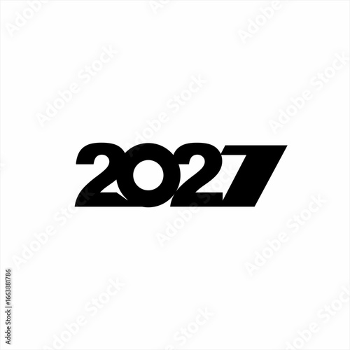 Simple 2027 number logo design can be used for New Year's celebration decorations and others.