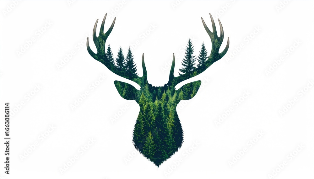 Obraz premium Deer head with forest inside