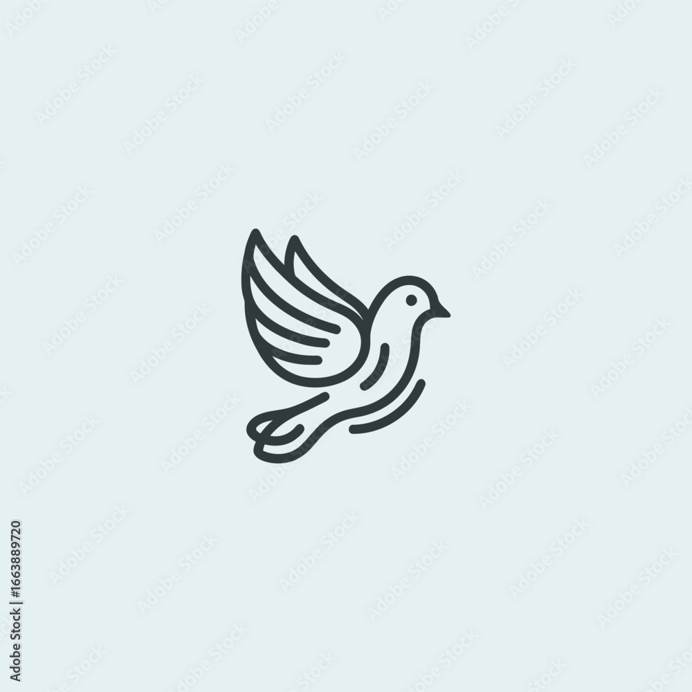 Fototapeta premium Simple minimalist pigeon logo line illustration.