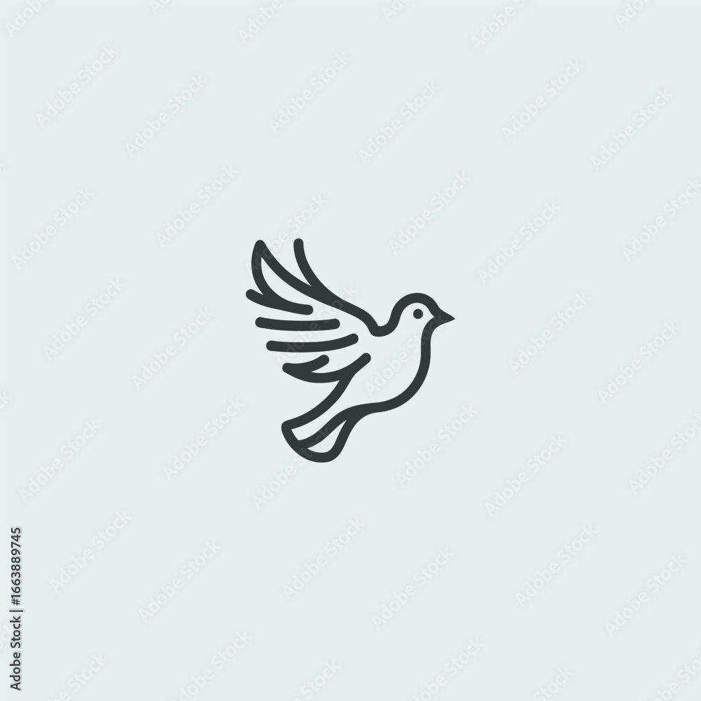 Obraz premium Simple minimalist pigeon logo line illustration.