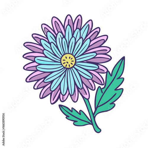 Pastel Dream A Delightful Daisy Flower with Artistic Lines and Soft Hues
